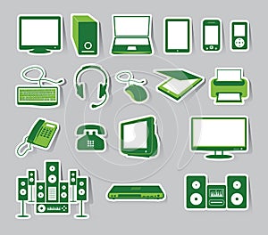 Media Icon Set Green Color