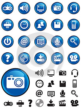 Media icons on Blue buttons