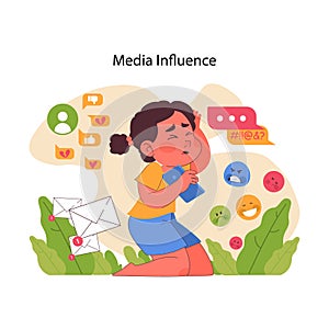 Media influence concept. Flat vector illustration