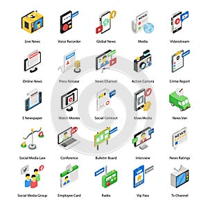 Media and Journalism Isometric Icons Pack