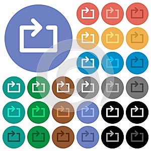 Media loop round flat multi colored icons