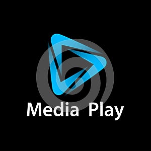 Media play blue glowing symbol vector