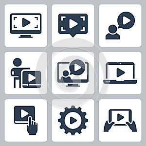 Media Play and Streaming Vector Icons in Glyph Style