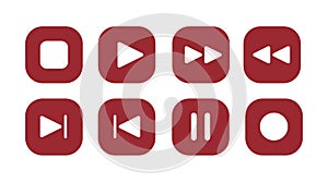 Media player button icons set. Pause, rewind, fast forward icon. Ui elements. Music player buttons. Video controls. Play
