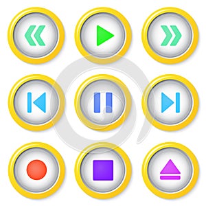 Media player buttons collection.