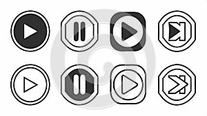 Media player control buttons, interface vector design Generative AI