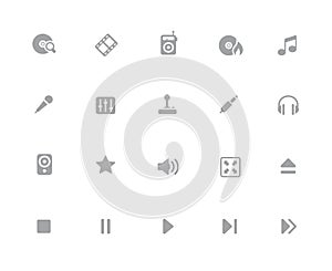 Media Player Icons // 32 pixels Icons White Series