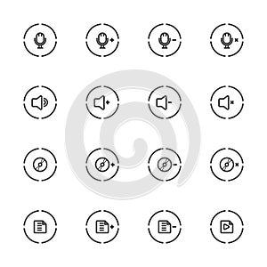 Media Player Icons Set , Line Icon.