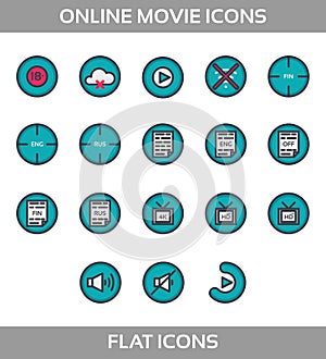 Media Player Icons Set. Multimedia. Isolated.