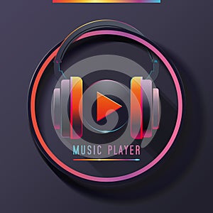 Media player, play button logo design. Vector illustration