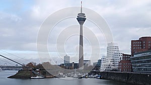 Media Port Medienhafen and Rheinturm tower Dusseldorf