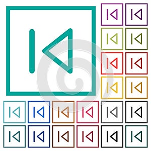 Media prev flat color icons with quadrant frames