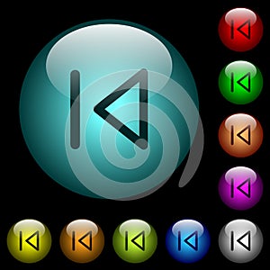 Media prev icons in color illuminated glass buttons