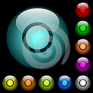Media record icons in color illuminated glass buttons