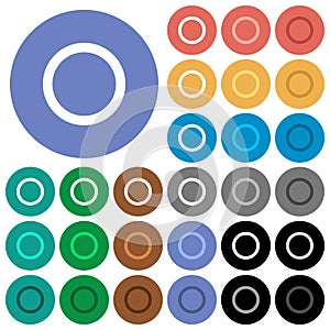 Media record round flat multi colored icons