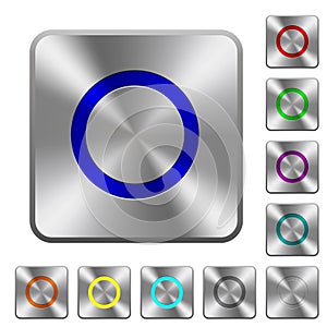 Media record rounded square steel buttons