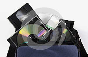 Media storage video cassette tapes cd dvd bag