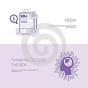 Media And Thinking Outside Box Template Web Banner With Copy Space