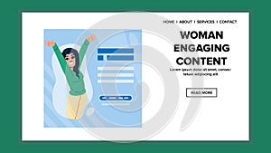 media woman engaging content vector