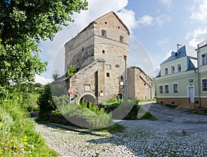 Mediaeval defensive Stefan Batory Tower in Kamianets-Podilskyi city, Ukraine