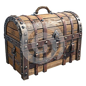 Mediaeval treasure chest isolated on transparent background. photo