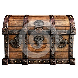 Mediaeval treasure chest isolated on transparent background. photo