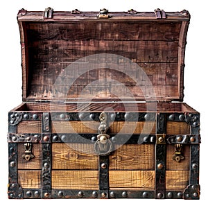 Mediaeval treasure chest isolated on transparent background. photo