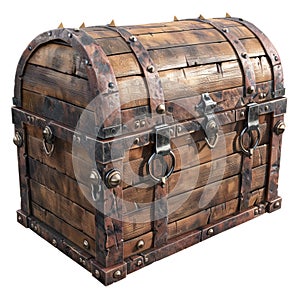 Mediaeval treasure chest isolated on transparent background. photo