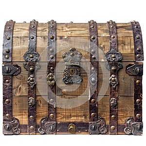 Mediaeval treasure chest isolated on transparent background. photo