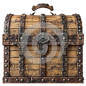 Mediaeval treasure chest isolated on transparent background. photo