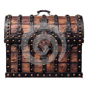 Mediaeval treasure chest isolated on transparent background. photo