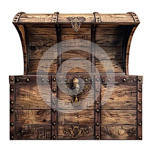 Mediaeval treasure chest isolated on transparent background. photo