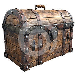 Mediaeval treasure chest isolated on transparent background. photo