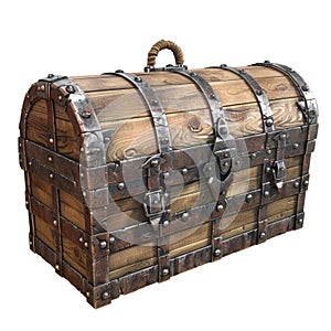 Mediaeval treasure chest isolated on transparent background. photo