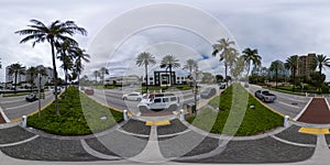 Median crosswalk in Bal Harbour Florida USA 360 vr photo