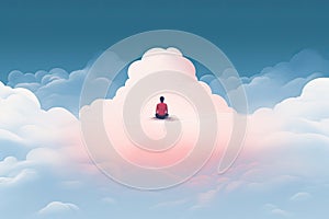 mediating person sit on a cloud AI generated