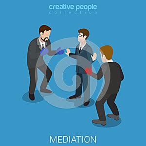 Mediation business conflict boxing flat isometric vector 3d