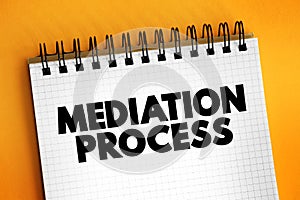 Mediation Process - informal and flexible dispute resolution process, text concept on notepad