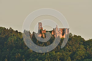 Mediawal Castle ruins in the forest Zborov Slovakia