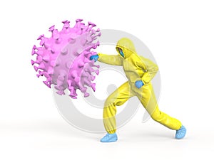 Medic in hazmat suit fighting with corona virus