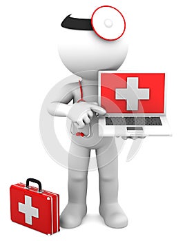 Medic with laptop photo