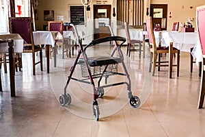 Medic Rollator 4 wheel Aluminum With Hand Brake in a old age nursing home