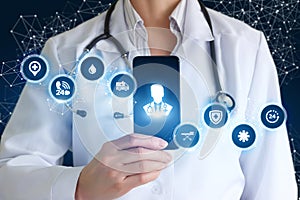 Medic shows on phone medical app .