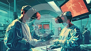 Medic in virtual glasses in medical laboratory