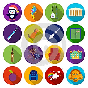 Medica, tourism, business and other web icon in flat style.weather, mask, carnival icons in set collection.