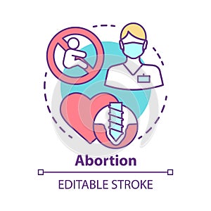 Medical abortion concept icon. Miscarriage idea thin line illustration. Infertility problem. Pregnancy loss. Fetal death