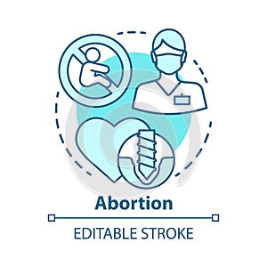 Medical abortion concept icon. Miscarriage idea thin line illustration. Infertility problem. Pregnancy loss. Fetal death