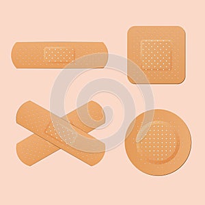 Medical adhesive plaster, first protection for cut skin. Vector