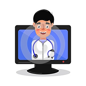 Medical advice online doctors vector illustration flat icon