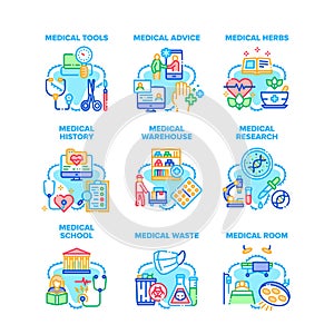 Medical Advice Set Icons Vector Illustrations